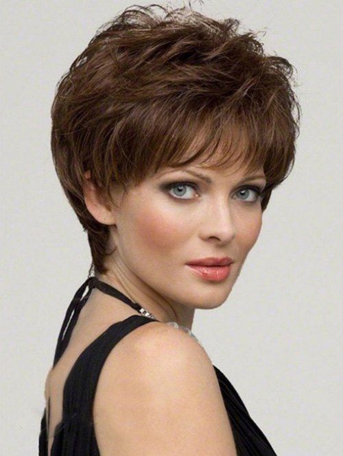 

Short Slightly Curl See-through Bang Capless Synthetic Wig, Coffee