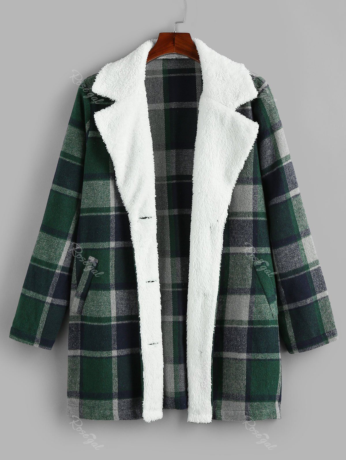 plus size plaid wool coat