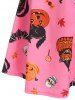 Halloween Pumpkin Print Mock Button Cami Mini Dress -  
