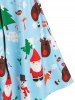 Plus Size Christmas Elk Santa Claus Lace-up Ring A Line Dress -  