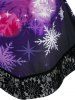 Plus Size Snowflake Appliques Lace Hem V Bar Tunic Tee -  