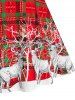 Elk Print Plaid Buckles Christmas Dress -  