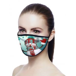 

Snowman Printed Air Layer Fabric Face Mask, Light sea green