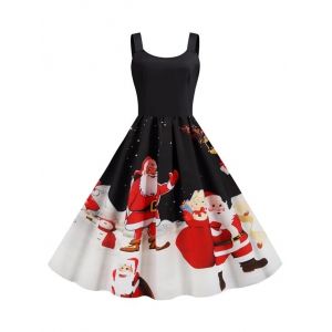 

Christmas Santa Claus Snowflake Tank Dress, Black