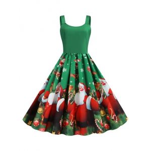 

Christmas Santa Claus Snowflake Tank Dress, Deep green