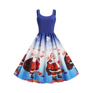 

Christmas Santa Claus Snowflake Tank Dress, Cobalt blue