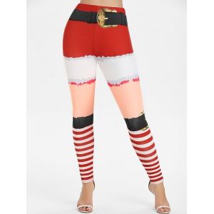 

Christmas 3D Print Striped Pants, Red