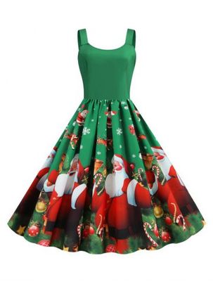 Christmas Santa Claus Snowflake Tank Dress