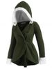 Hooded Fluffy Panel Wool Blend Plus Size Coat -  