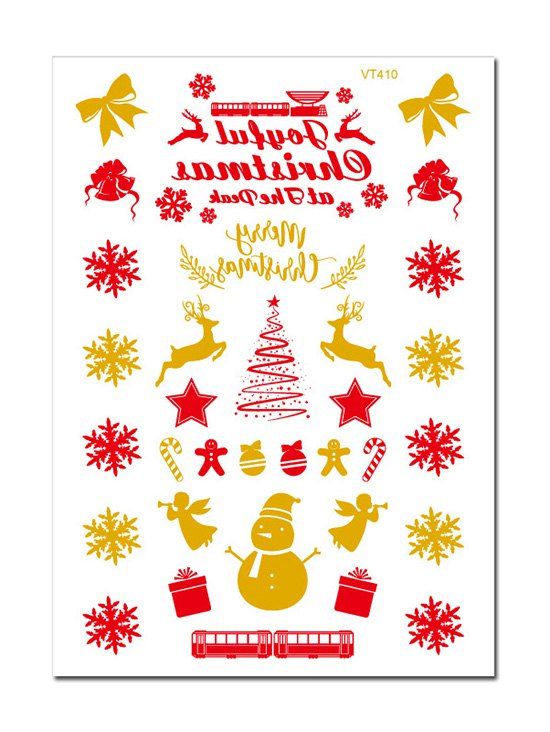 

Christmas Snowman Snowflake Foil Print Tattoo Stickers, Golden