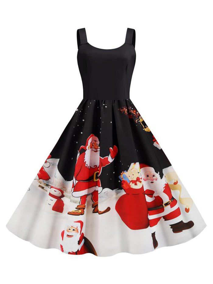 

Christmas Santa Claus Snowflake Tank Dress, Black