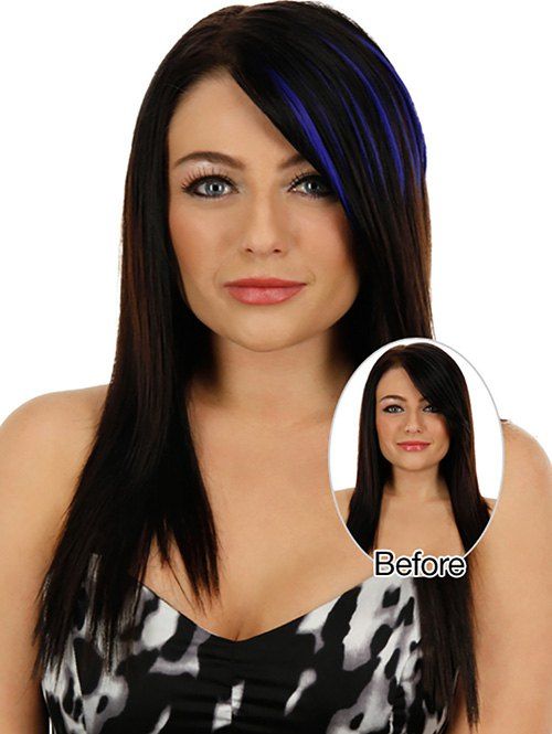 

Synthetic Colored Straight Clip In Hair Extension, Blue
