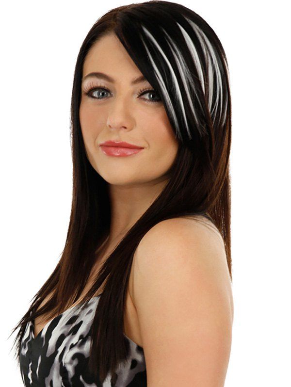 

Synthetic Colored Straight Clip In Hair Extension, White