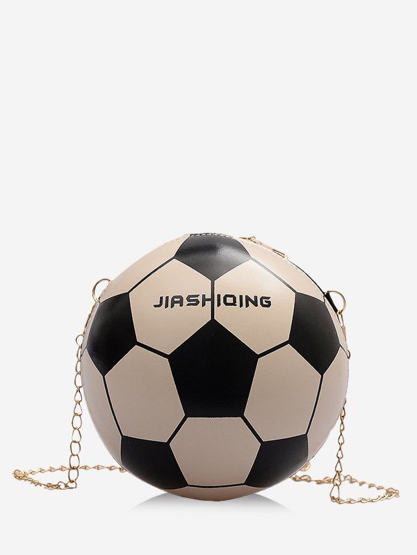 

Round Soccer Shape Chain Crossbody Bag, Milk white