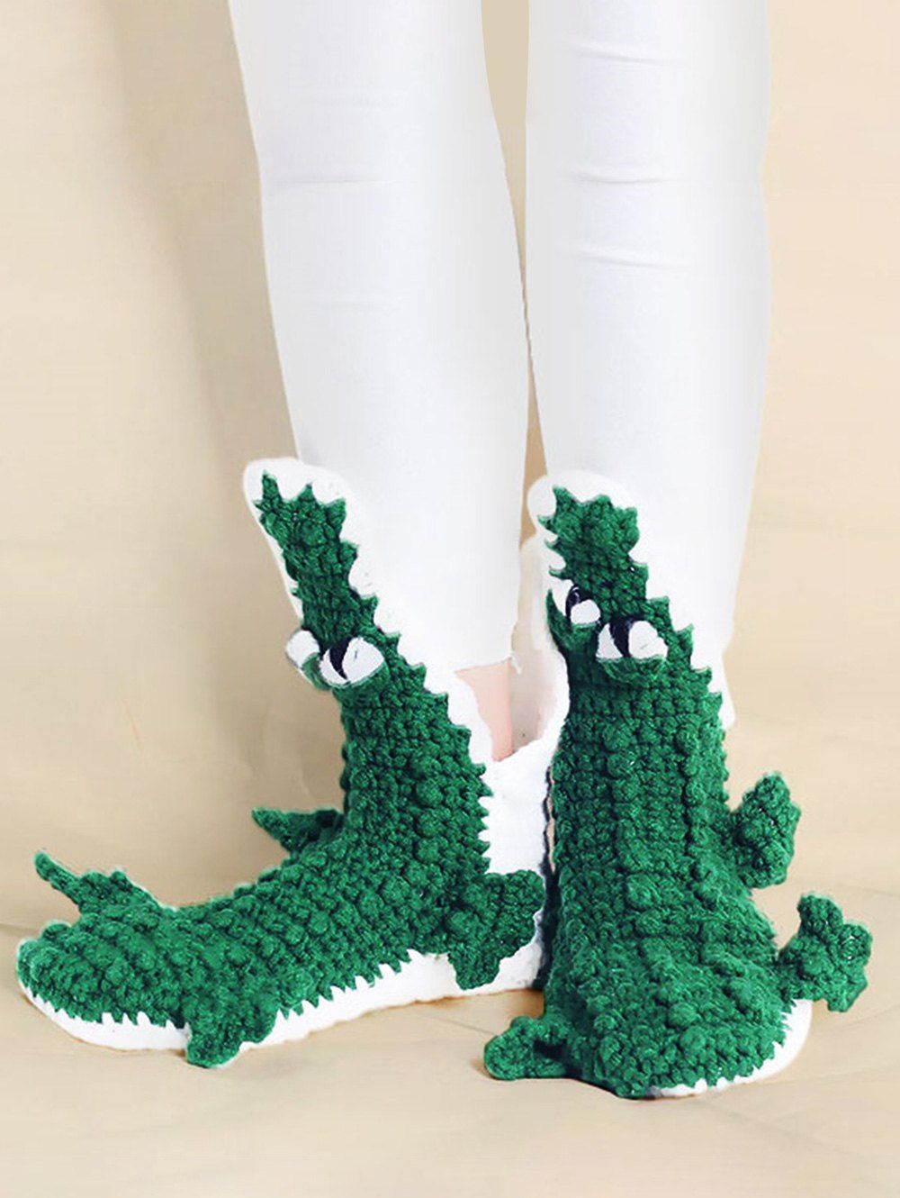 

Hand Knitted Animal Shape Home Floor Socks, Deep green