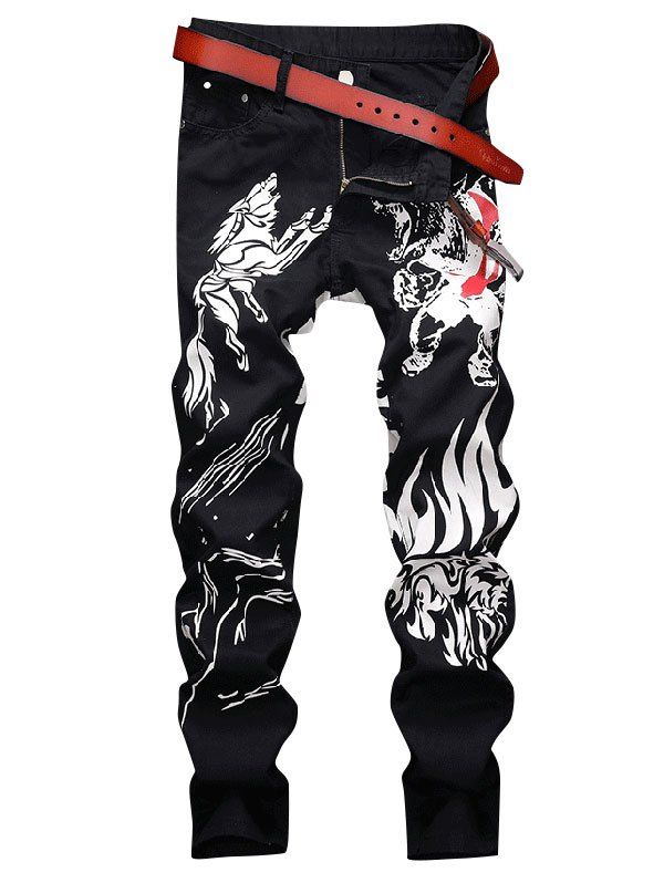 

Wolf Graphic Long Jeans, Black