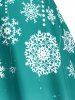 Plus Size Christmas Snowflake Print Midi Dress -  