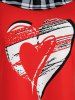 T-shirt Tunique Motif Coeur à Carreaux Grande Taille - Rouge 1X