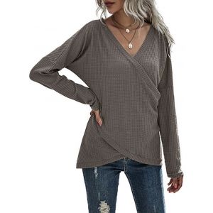 

Cross-front Honeycomb Knitwear, Deep coffee