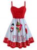 Christmas Snowman Santa Claus Lace Up Plus Size Cami Dress -  