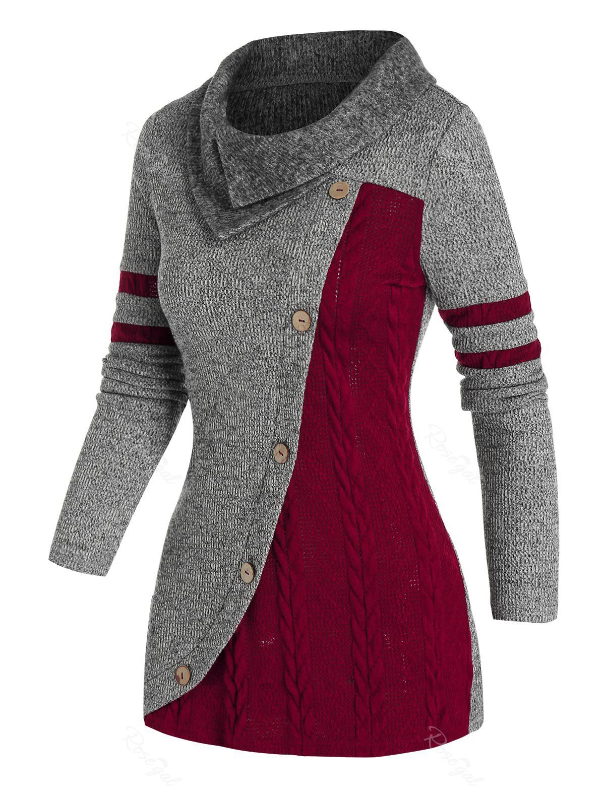 

Patchwork Two Tone Knitwear, Dark slate grey
