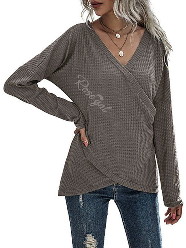 Affordable Cross-front Honeycomb Knitwear  
