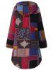 Plus Size Patchwork Hooded Coat -  