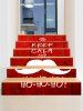 Autocollants d'Escaliers Décoratifs Imprimé Barbe de Noël - Multi 6pcs x 39 x 7 pouces (Sans Cadre)