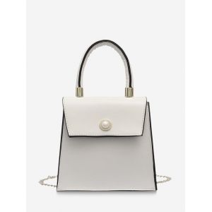 

Faux Pearl Detail Chain Strap Crossbody Bag, White