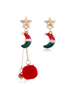 Christmas  Asymmetric Star Pom Pom Earrings - MULTI-C
