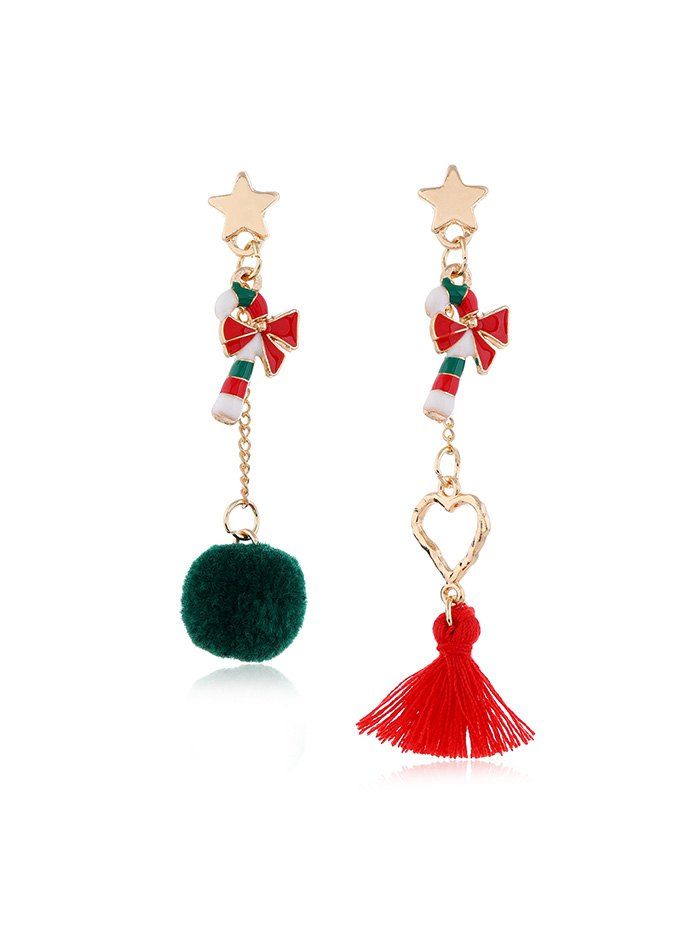 

Christmas Asymmetric Pom Pom Tassel Earrings, Multi-b