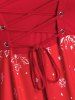 Robe Noël Haute Basse Flocon de Neige et Cerf de Grande Taille à Lacets - Rouge L