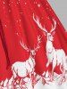 Plus Size Christmas Elk Snowflake Lace Up High Low Dress -  