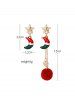 Christmas  Asymmetric Star Pom Pom Earrings -  
