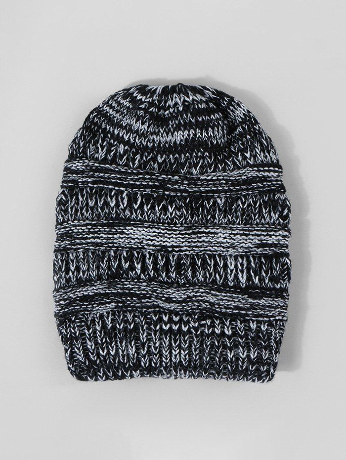 

Winter Mixed Color Knitted Hat, Black