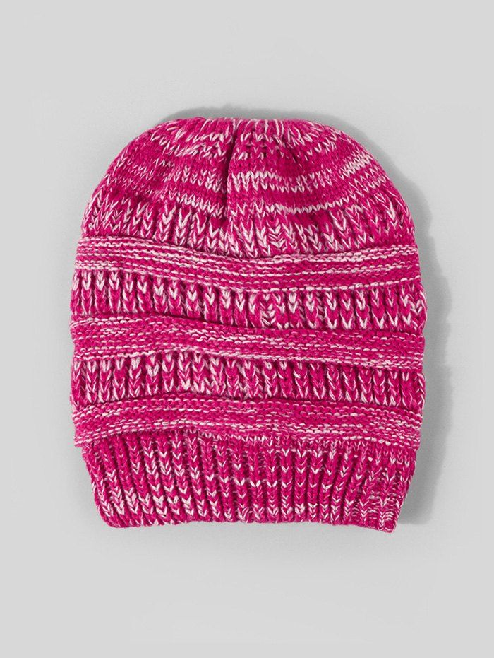 

Winter Mixed Color Knitted Hat, Rose red