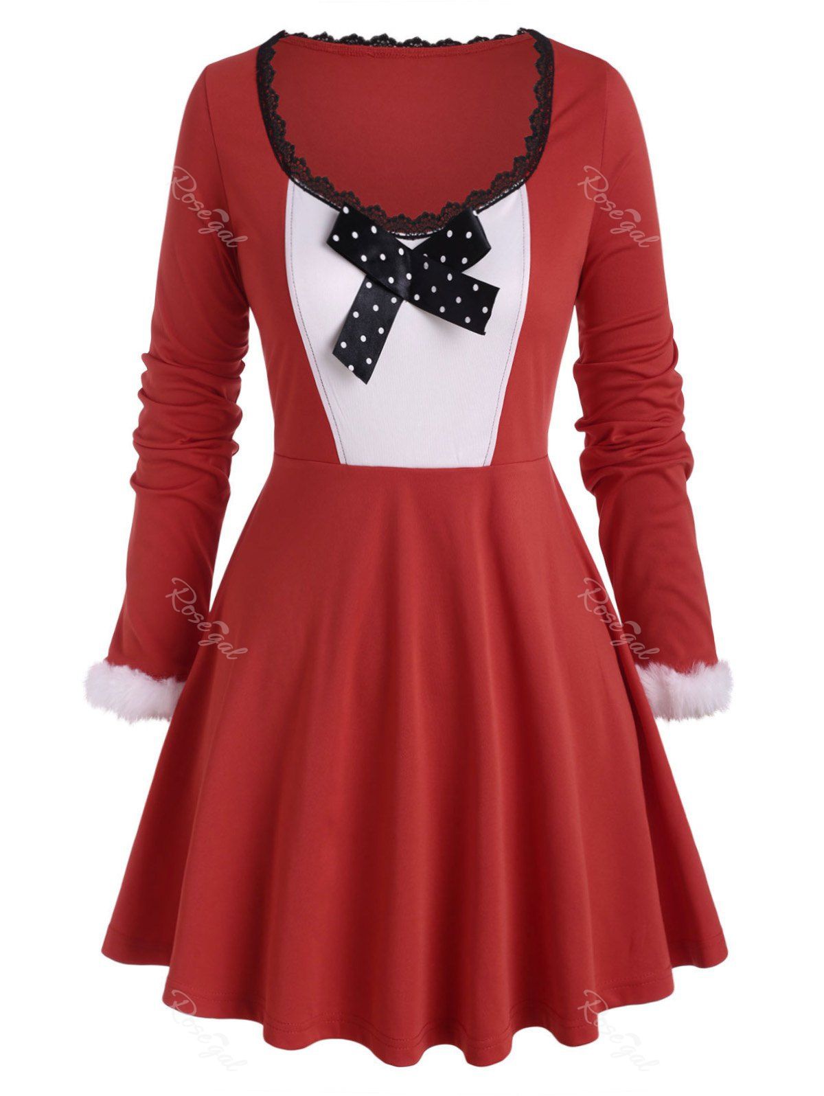 Plus Size Christmas Bowknot T Shirt, Red