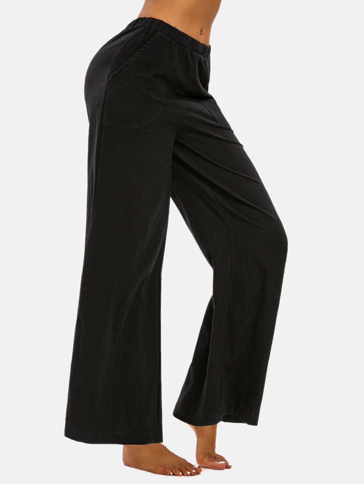 

Pull On Pockets Wide Leg Pants, Black