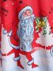 T-Shirt de Noël à Manches Longues Panneau en Dentelle Motif Notes de Musique de Grande-Taille - Rouge L