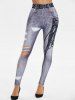 3D Lace-up Print Skinny Jeggings -  