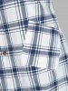 Double Pockets Plaid Print Long Shirt -  