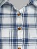 Double Pockets Plaid Print Long Shirt -  
