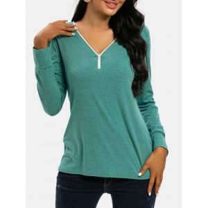 

Front Half Zip Long Sleeve Tee, Light green