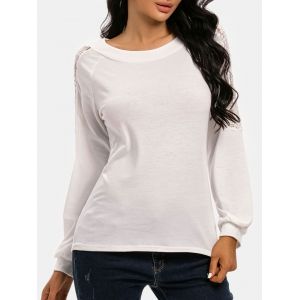 

Raglan Sleeve Lace Insert Top, White