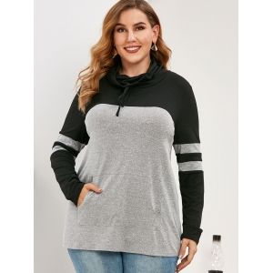 

Plus Size Colorblock Cowl Neck Sweatshirt, Light gray