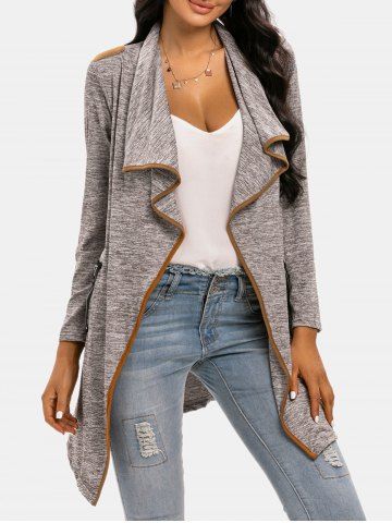 Tinte espacio abierto cubierto de tuberías cremallera Cardigan - LIGHT COFFEE - XL