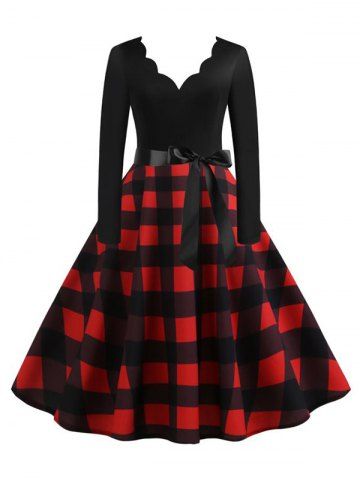 womens red and black plaid dress