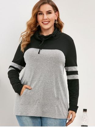 Plus Size Colorblock Cowl Neck Sweatshirt