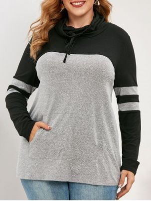 Plus Size Colorblock Cowl Neck Sweatshirt