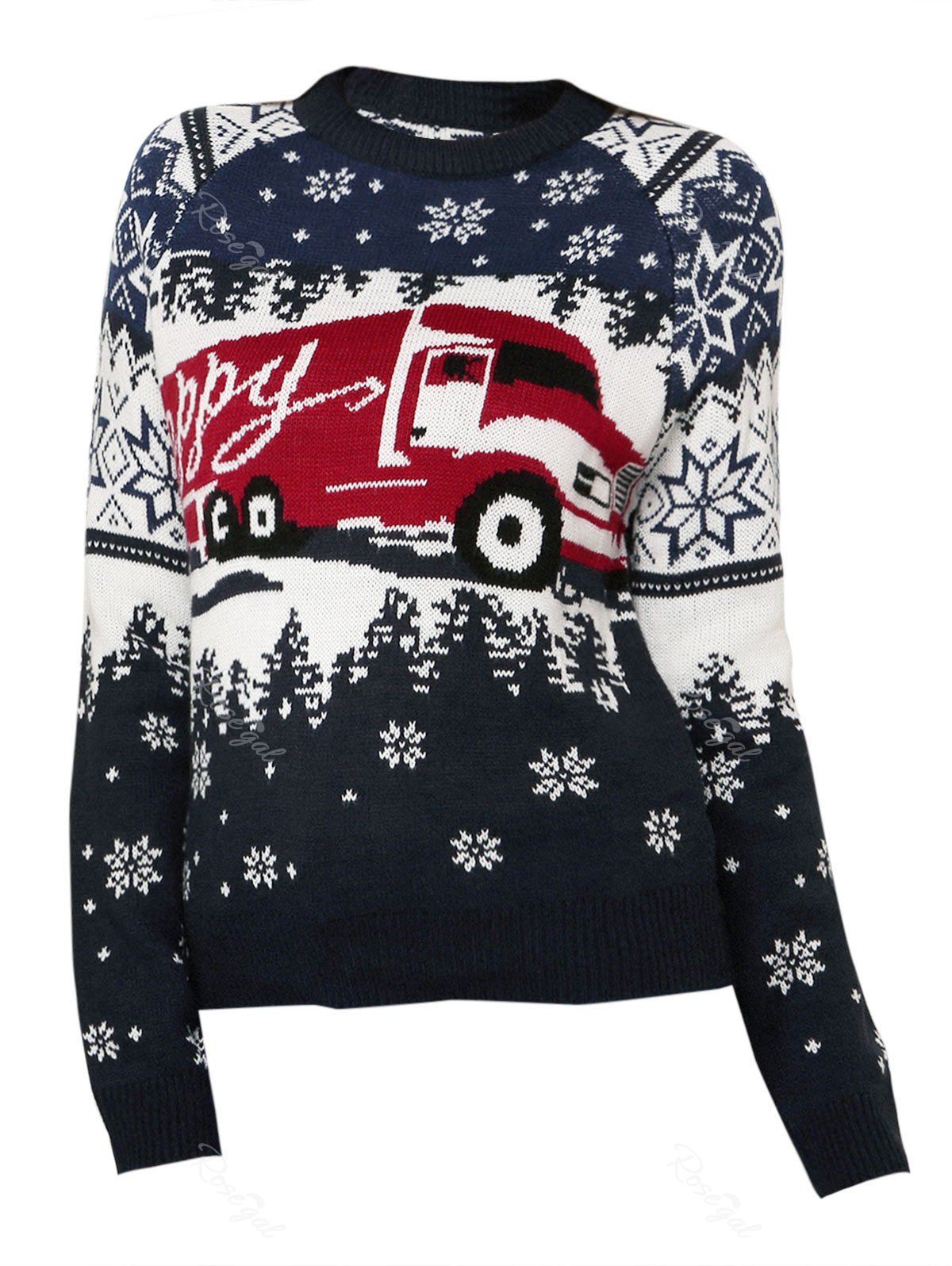 Sale Christmas Snowflake Letter Raglan Sleeve Sweater  